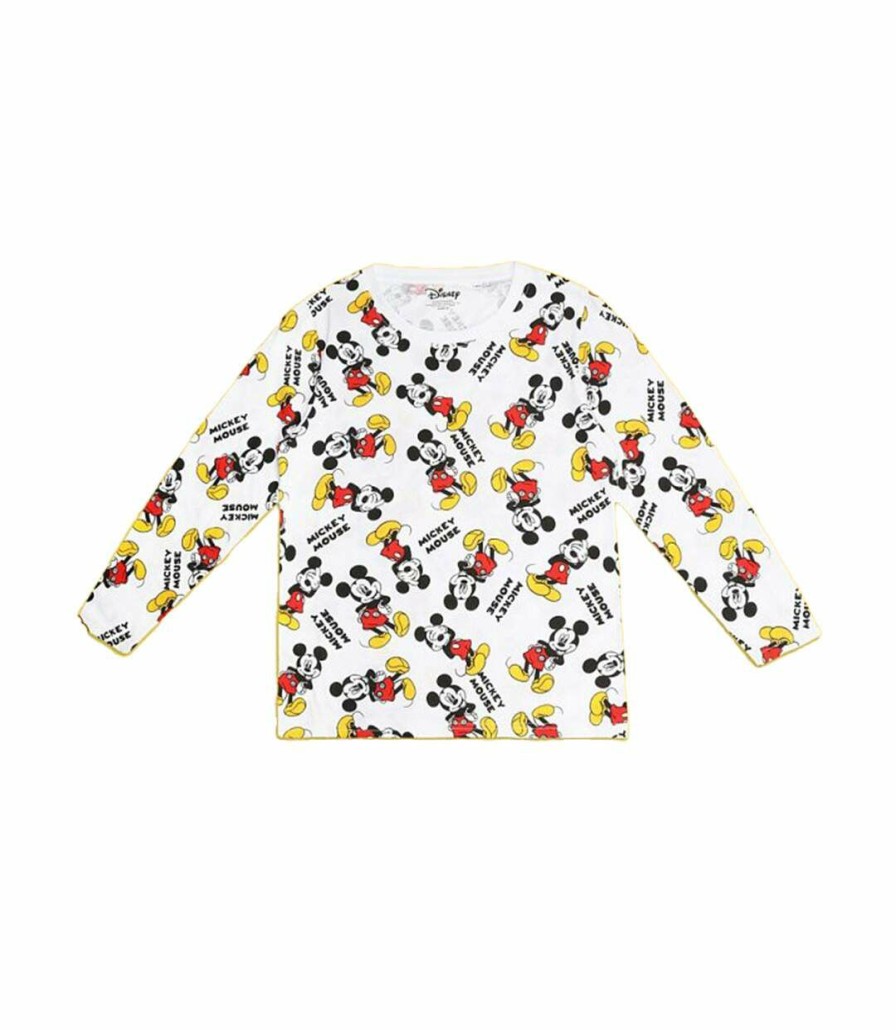 * Pertemba Cheap Disney Womens/Ladies Mickey Forever Long Pyjama Set (White/Black/Yellow) Uttv233 Wholesale