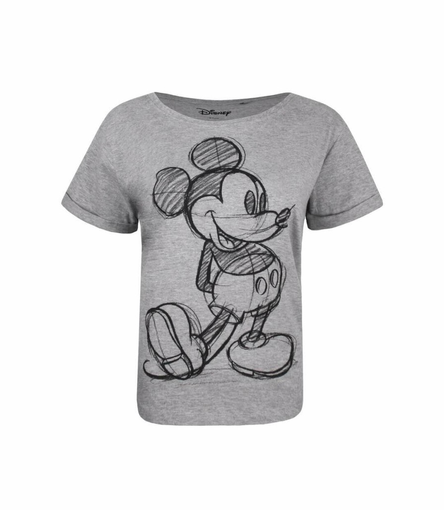 * Pertemba Lower Prices Disney Womens/Ladies Mickey Mouse Sketch T-Shirt (White/Black) Uttv129 New