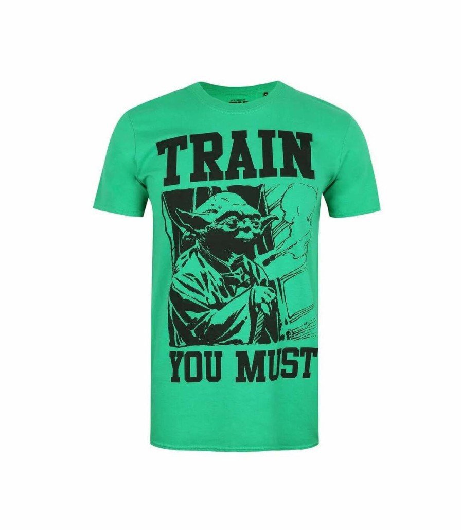 * Pertemba Quick Delivery Star Wars Mens Train You Must Yoda T-Shirt (Green/Black) Uttv827 New