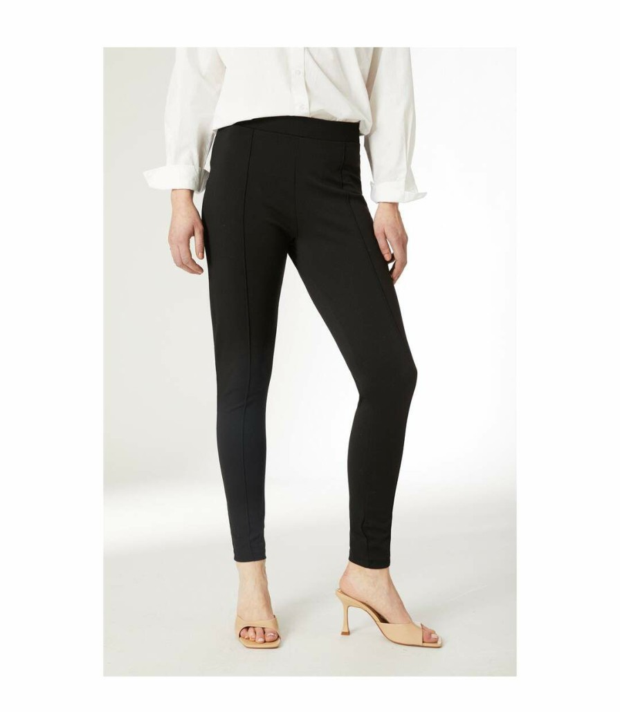 * Pertemba Quick Delivery Principles Womens/Ladies Ponte Pintuck Leggings (Black) Utdh3405 Best