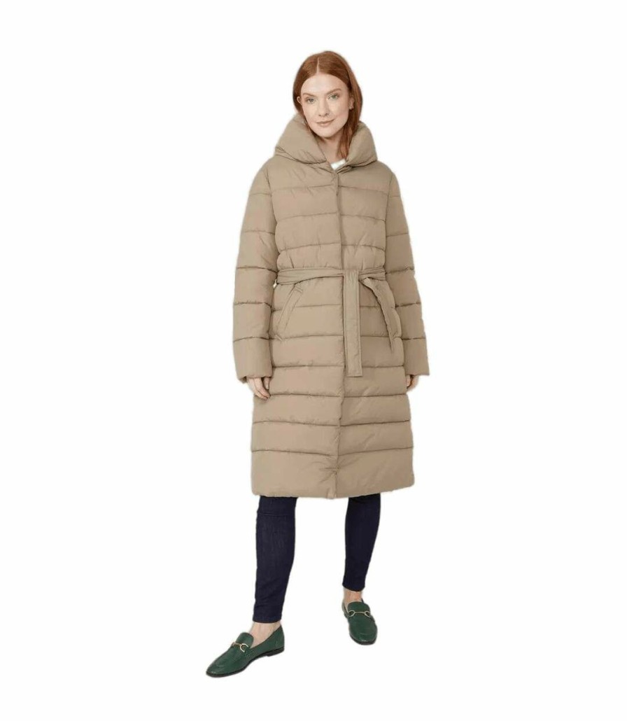 * Pertemba Opening Sales Maine Womens/Ladies Pillow Collar Longline Coat (Taupe) Utdh2115 Best