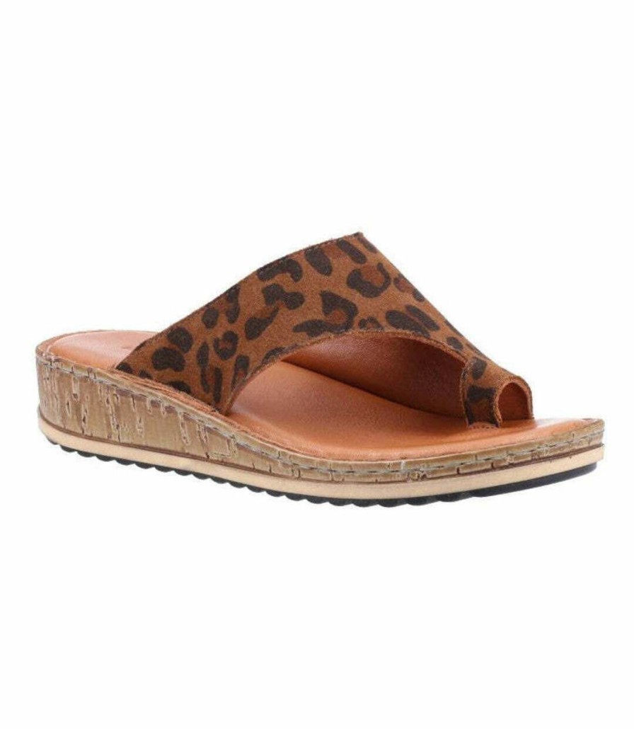 * Pertemba Lower Prices Hush Puppies Womens/Ladies Elissa Leopard Print Suede Sandals (Brown) Utfs8866 New