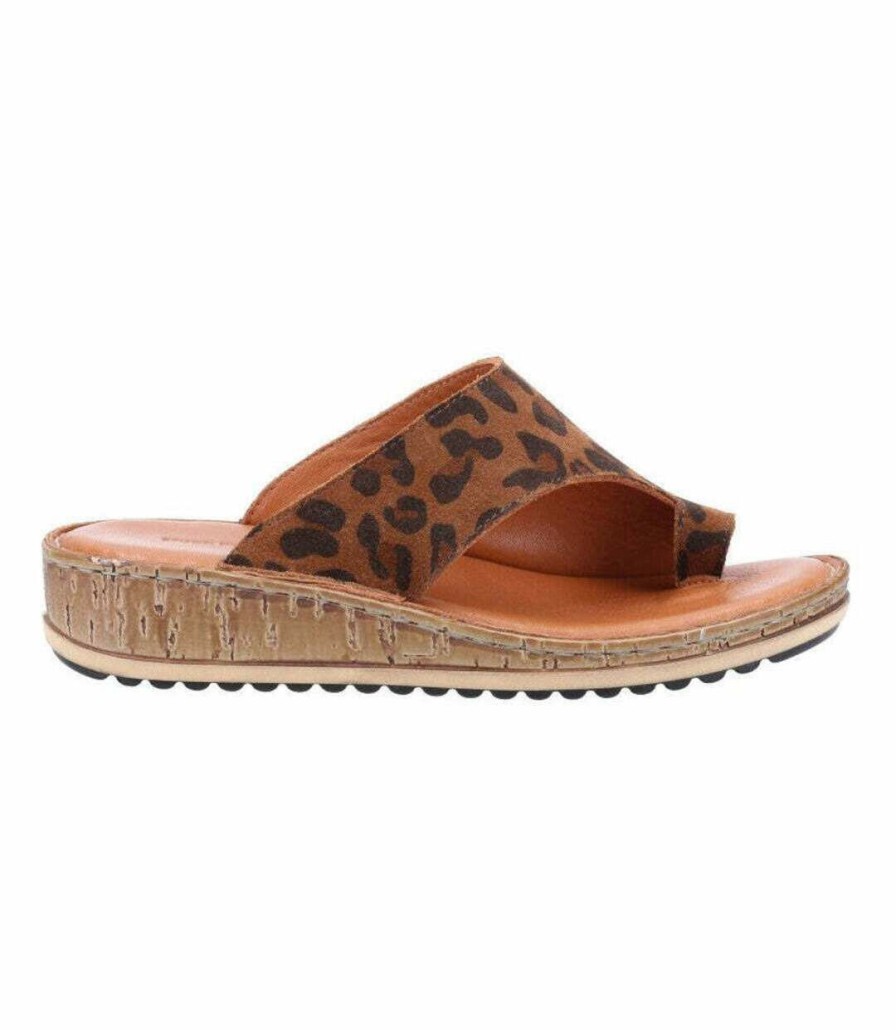 * Pertemba Lower Prices Hush Puppies Womens/Ladies Elissa Leopard Print Suede Sandals (Brown) Utfs8866 New