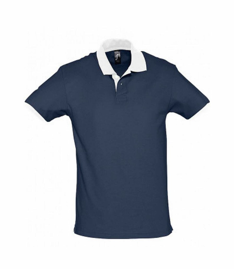 * Pertemba Good Quality Sols Prince Uni Contrast Pique Short Sleeve Cotton Polo Shirt (French Navy/White) Utpc323 Clearance