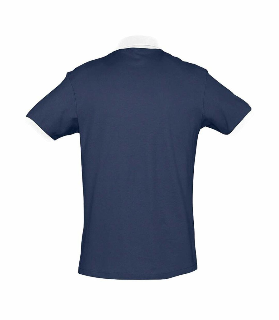 * Pertemba Good Quality Sols Prince Uni Contrast Pique Short Sleeve Cotton Polo Shirt (French Navy/White) Utpc323 Clearance