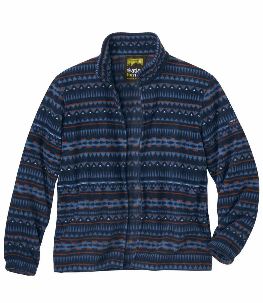 * Atlas For Men New Arrivals Men'S Full-Zip Navy Print Fleece Jacket New