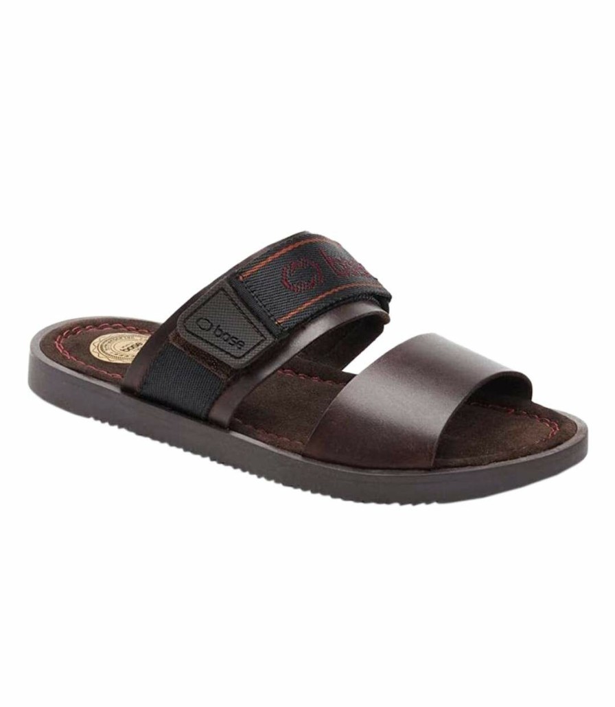 * Pertemba Popular Base London Mens Tangier Strappy Leather Sandals (Brown) Utfs8945 New