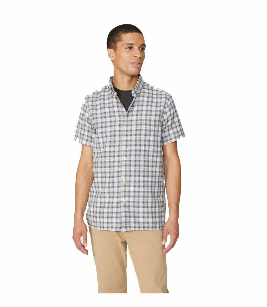 * Pertemba Hot Selling Mantaray Mens Mini Grid Check Textured Shirt (Natural) Utdh1018 Best