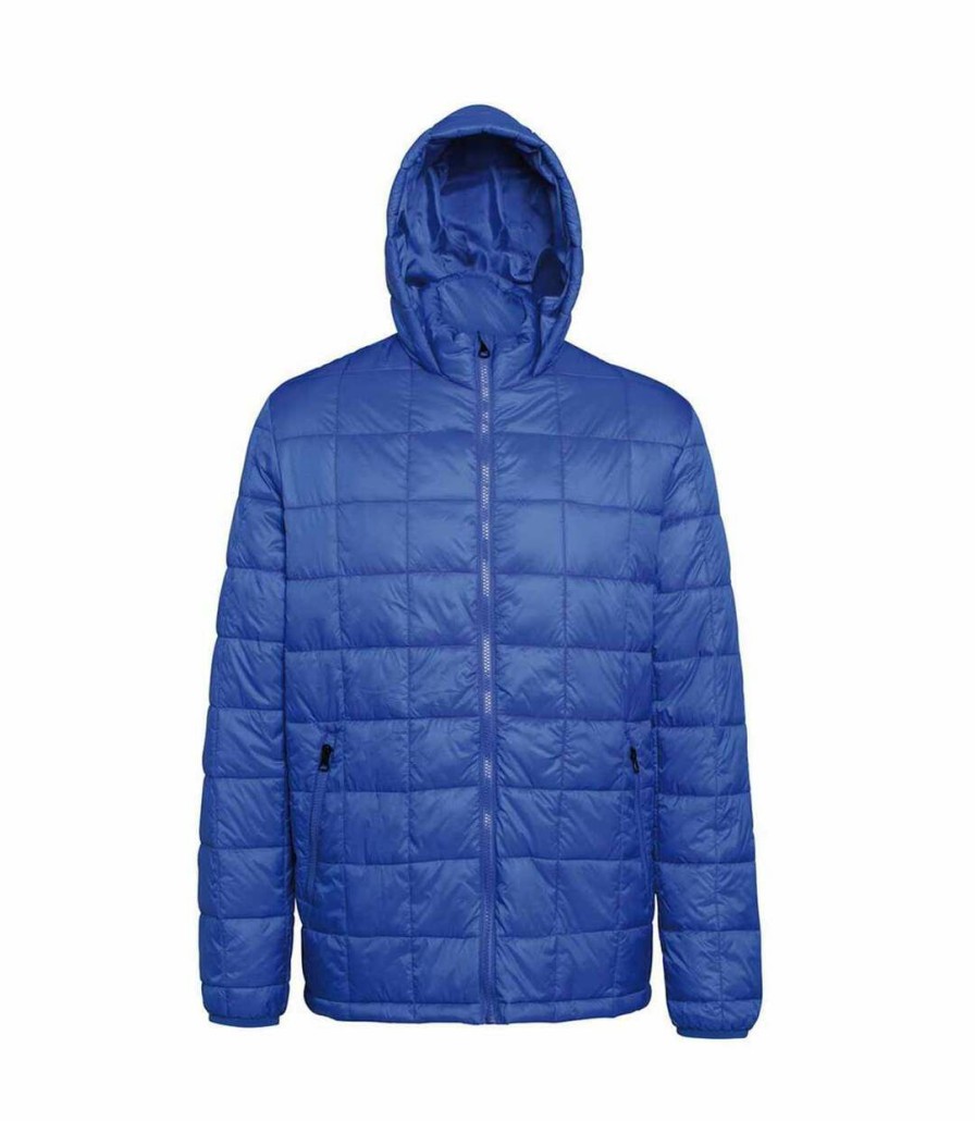 * Pertemba Crazy Deals 2786 Mens Box Quilt Hooded Zip Up Jacket (Royal) Utrw5263 New