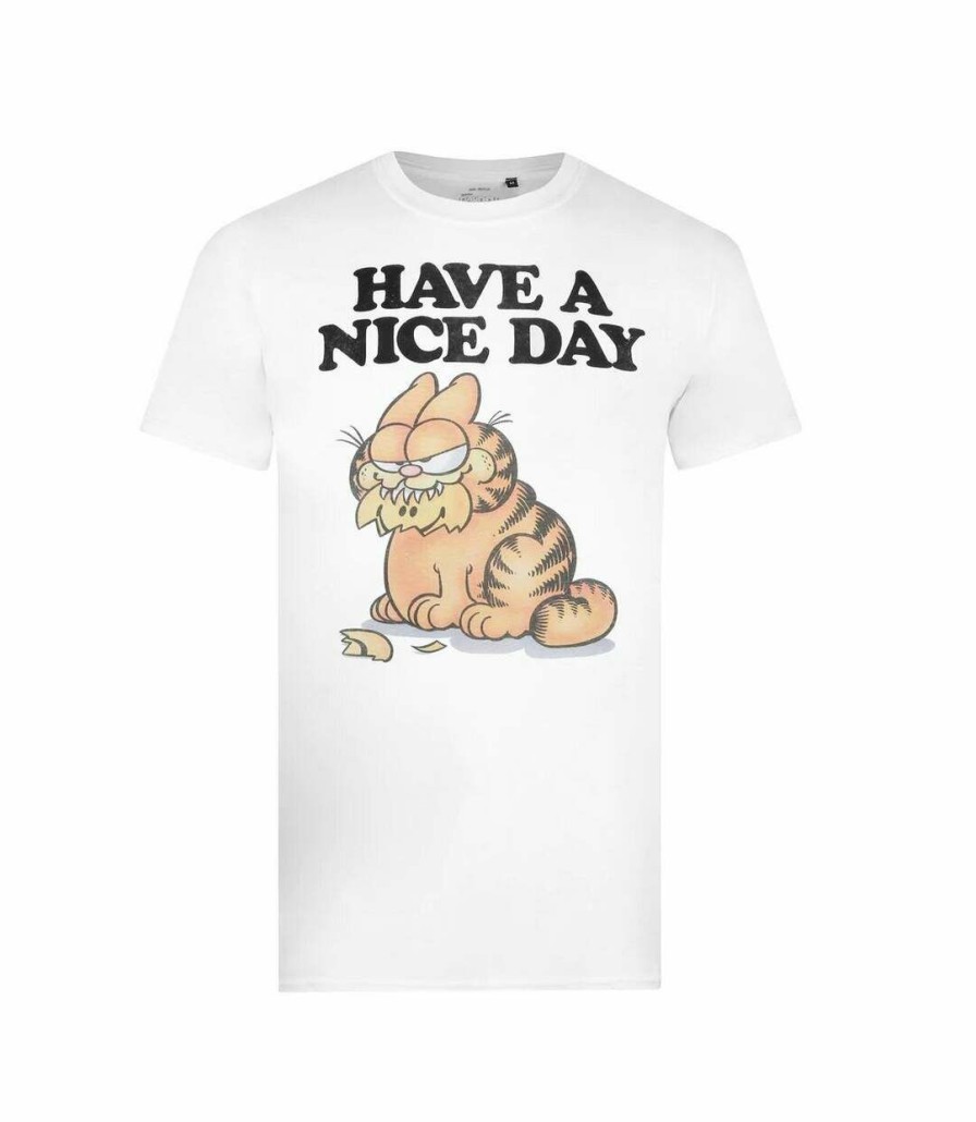 * Pertemba Sale Online Garfield Mens Have A Nice Day T-Shirt (White) Uttv421 Clearance