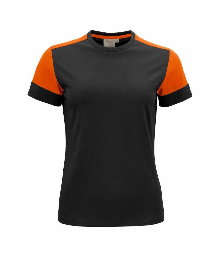 * Pertemba Sale Online Printer Prime Womens/Ladies T-Shirt (Black/Orange) Utub744 Clearance