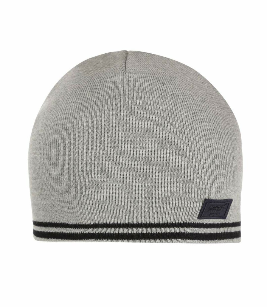 * Pertemba Popular Regatta Mens Tarka Stripe Beanie (Rock Grey Marl) Utrg7556 New