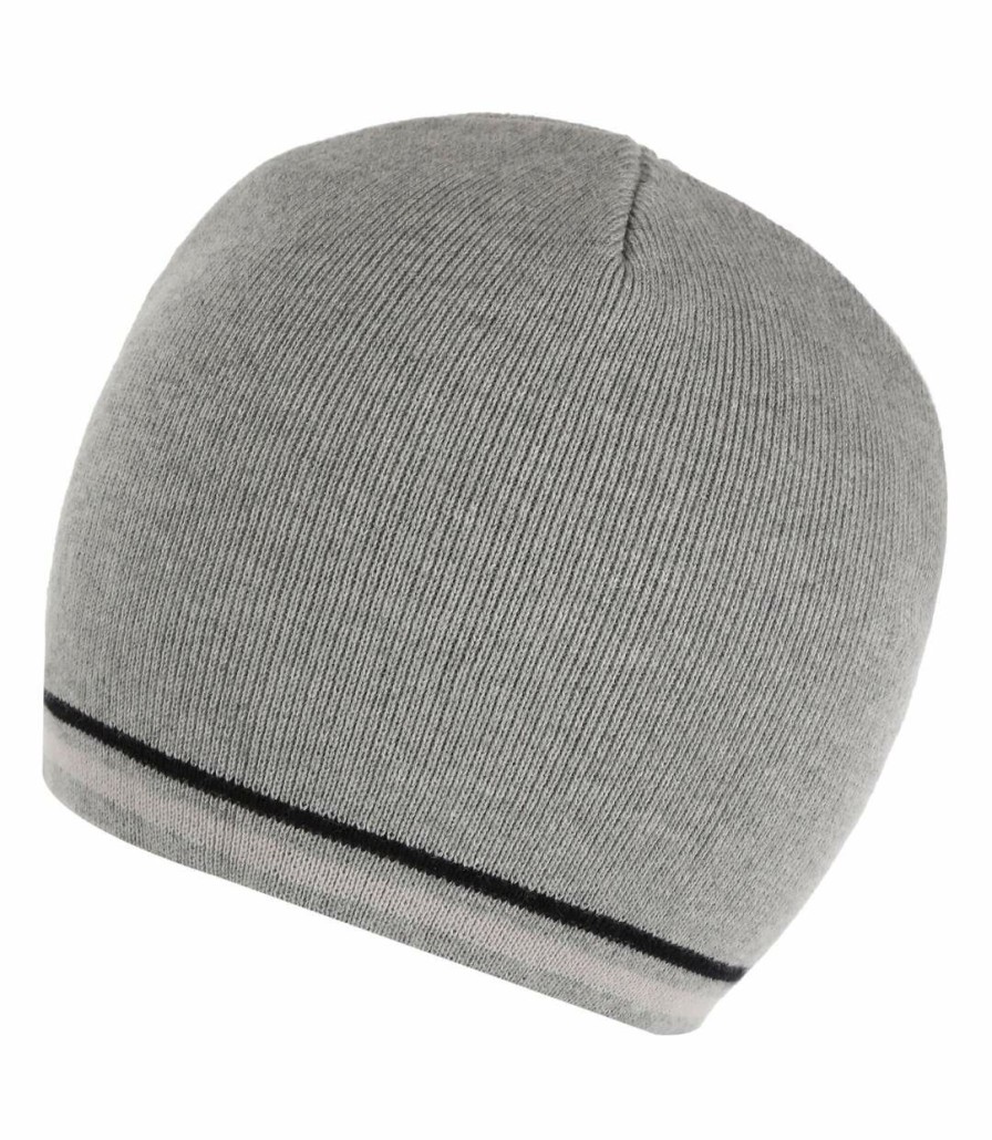 * Pertemba Popular Regatta Mens Tarka Stripe Beanie (Rock Grey Marl) Utrg7556 New