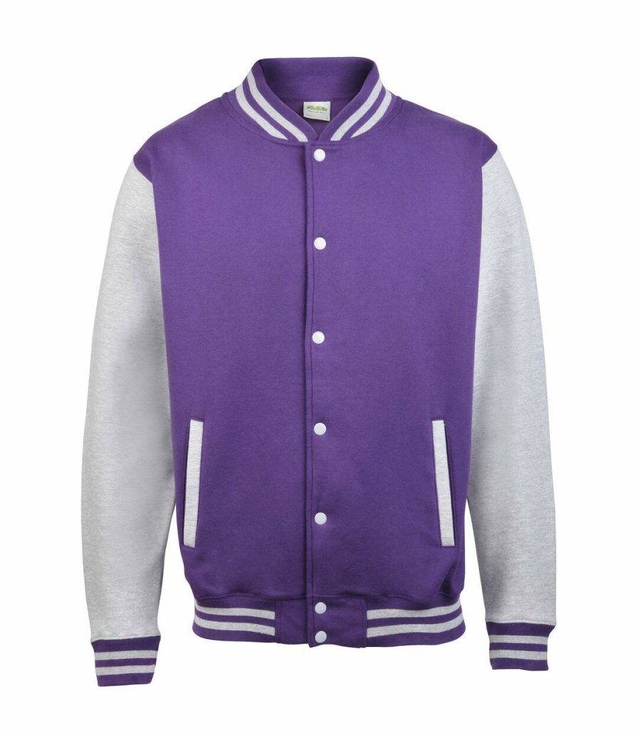 * Pertemba Top Selling Awdis Uni Varsity Jacket (Purple/ Heather Grey) Utrw175 Wholesale