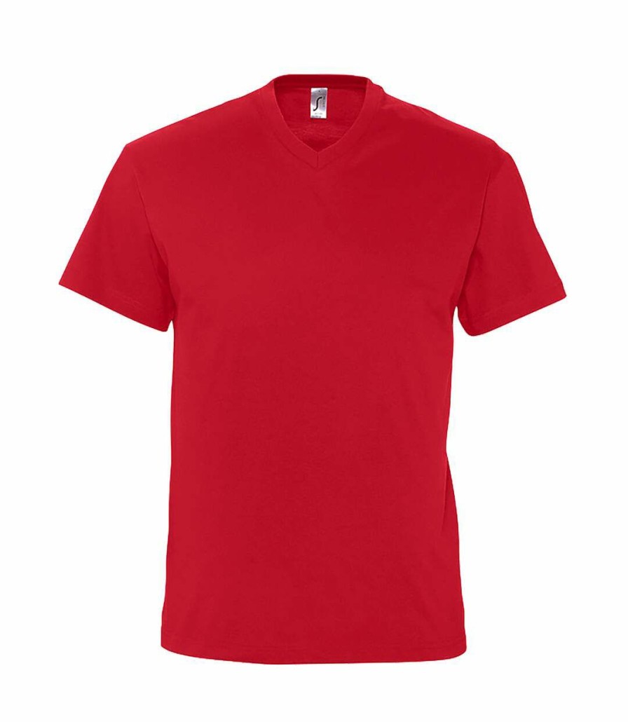 * Pertemba Attractive Sols Mens Victory V Neck Short Sleeve T-Shirt (Red) Utpc388 Hot