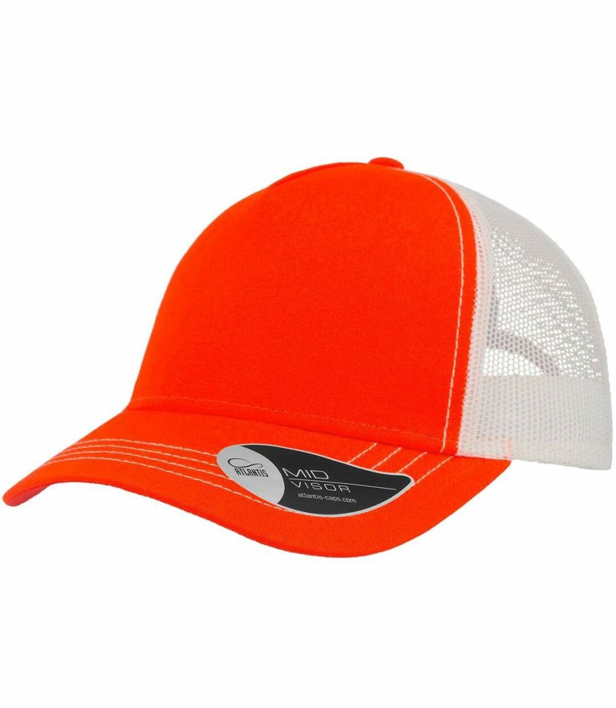 * Pertemba New Arrivals Atlantis Rapper Canvas 5 Panel Trucker Cap (Orange/White) Utab477 Clearance