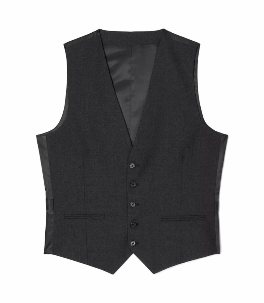 * Pertemba Best-Selling Burton Mens Plain Wool Slim Vest (Charcoal) Utbw473 Hot