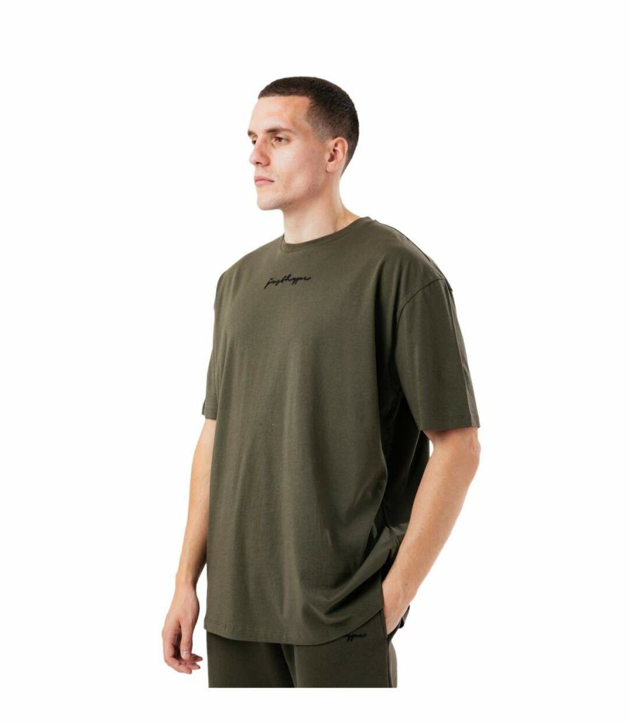 * Pertemba New Hype Mens Scribble Oversized T-Shirt (Khaki) Uthy6926 New