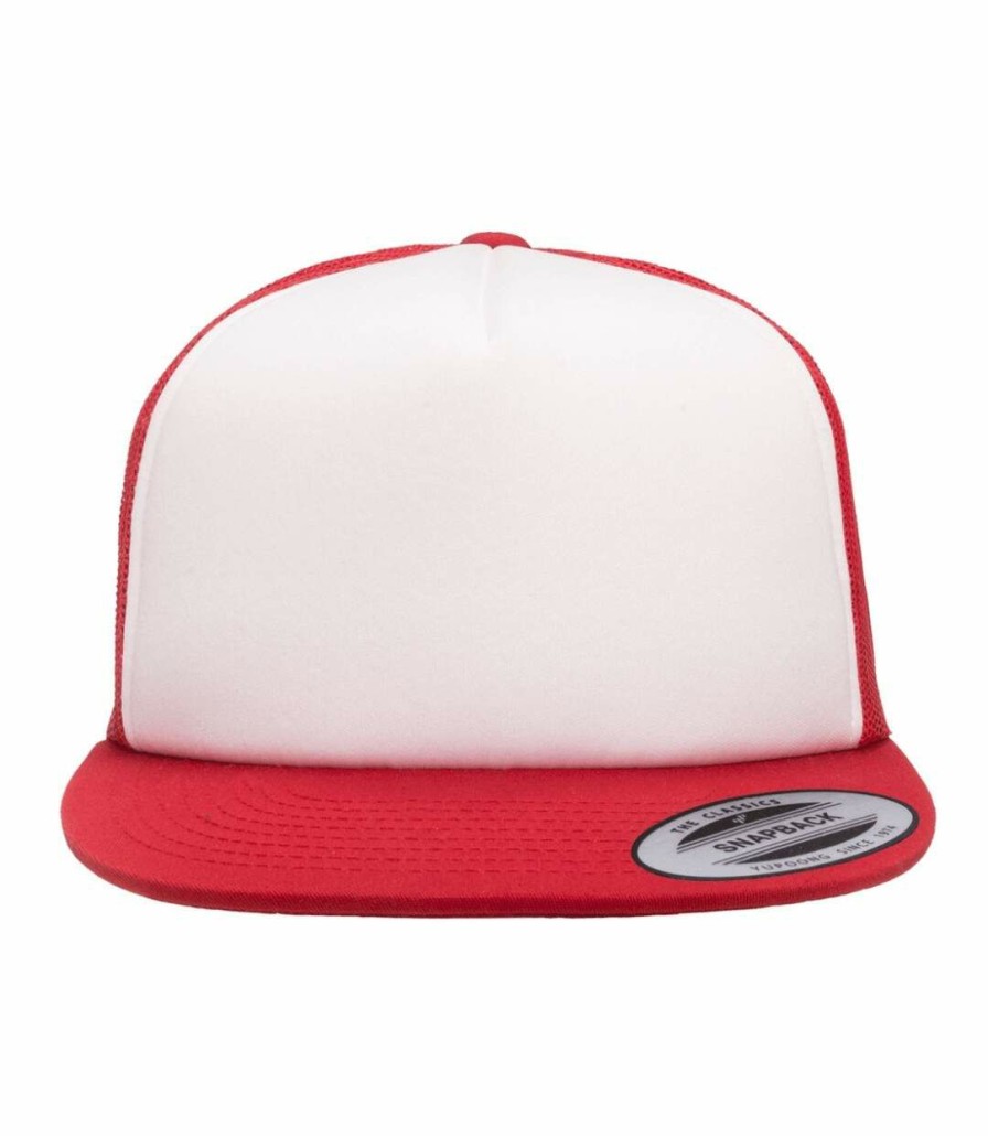 * Pertemba New Flexfit By Yupoong Foam Trucker Cap With White Front (Red/White/Red) Utrw7571 Best