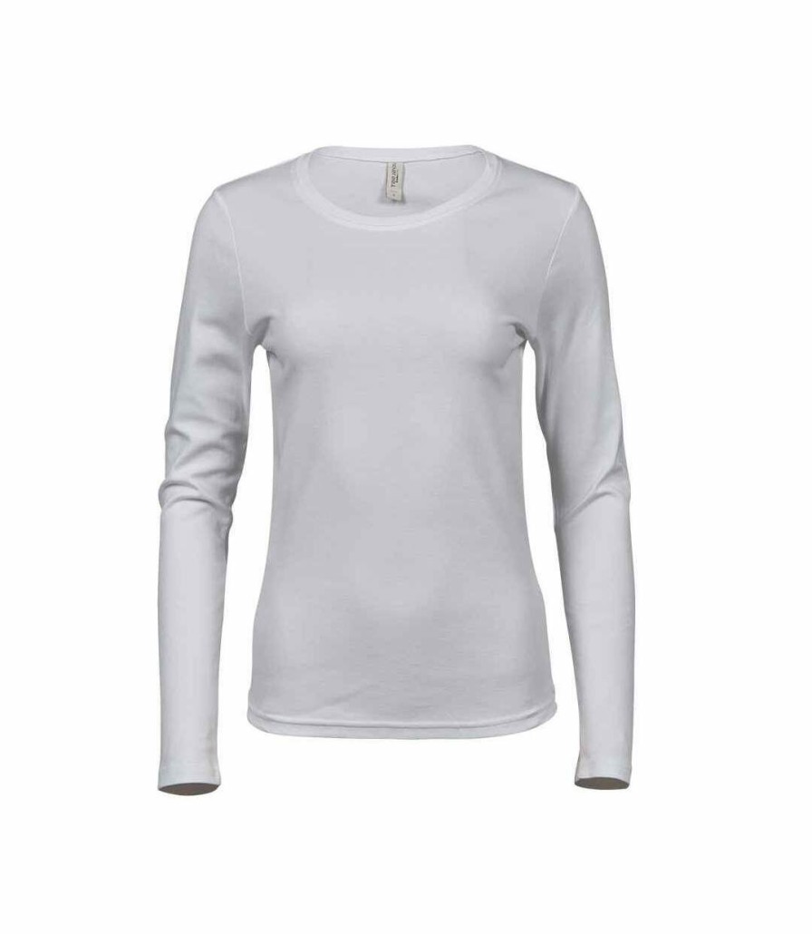 * Pertemba Good Quality Tee Jays Womens/Ladies Interlock Long-Sleeved T-Shirt (White) Utpc4303 Hot