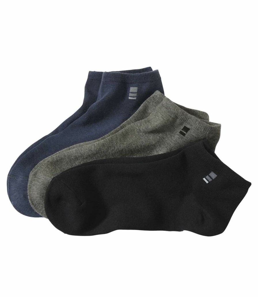 * Atlas For Men Original Pack Of 3 Pairs Of Men'S Trainer Socks Navy Grey Black Best