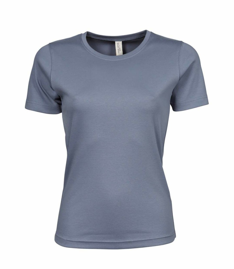 * Pertemba Hot Selling Tee Jays Womens/Ladies Interlock Short Sleeve T-Shirt (Flint Stone) Utbc3321 Clearance