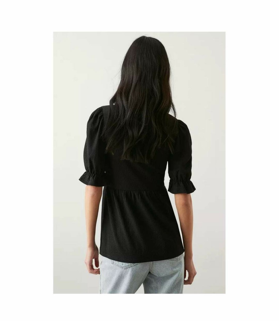 * Pertemba Opening Sales Dorothy Perkins Womens/Ladies Shirred V Neck Short-Sleeved Top (Black) Utdp1604 Wholesale