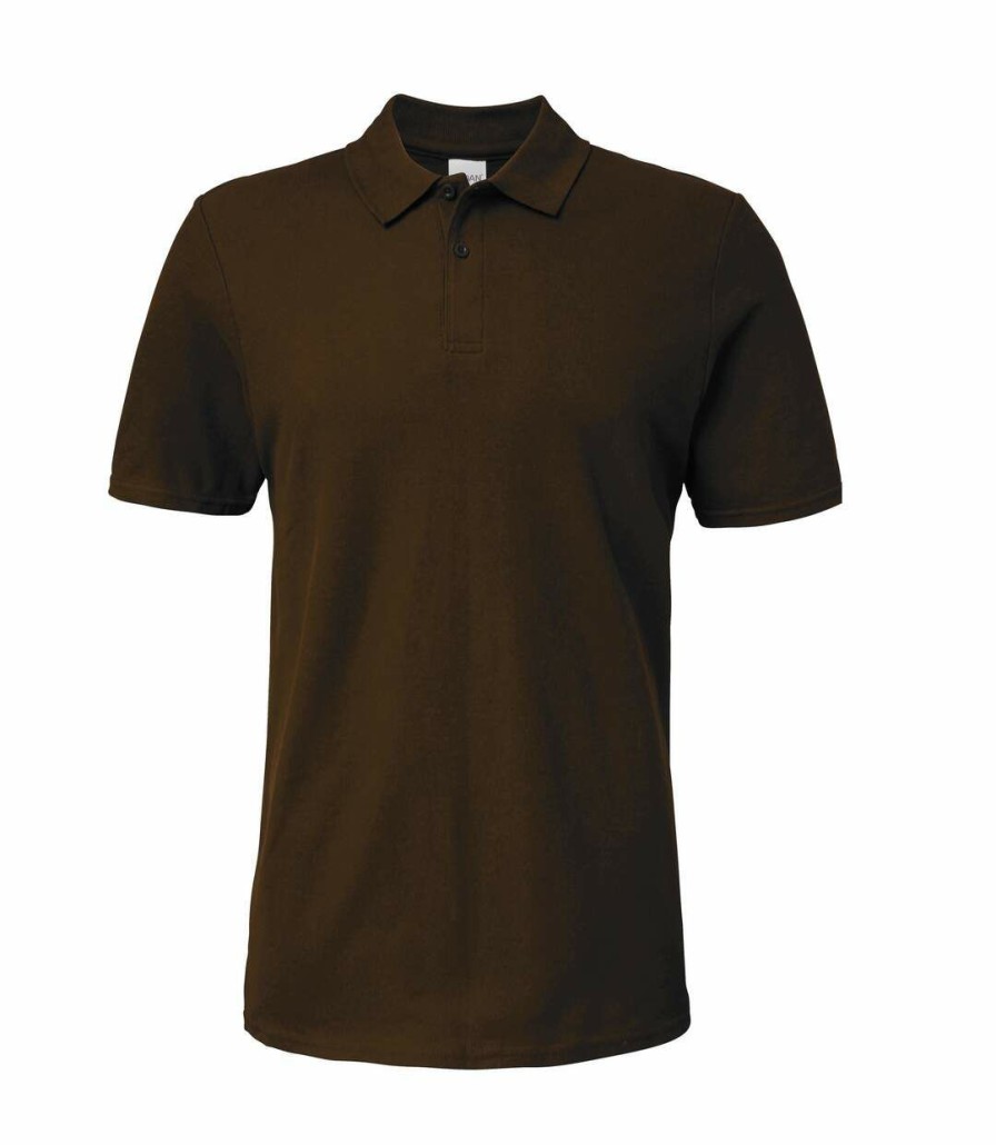 * Pertemba Best-Selling Gildan Softstyle Mens Short Sleeve Double Pique Polo Shirt (Dark Chocolate) Utbc3718 Clearance