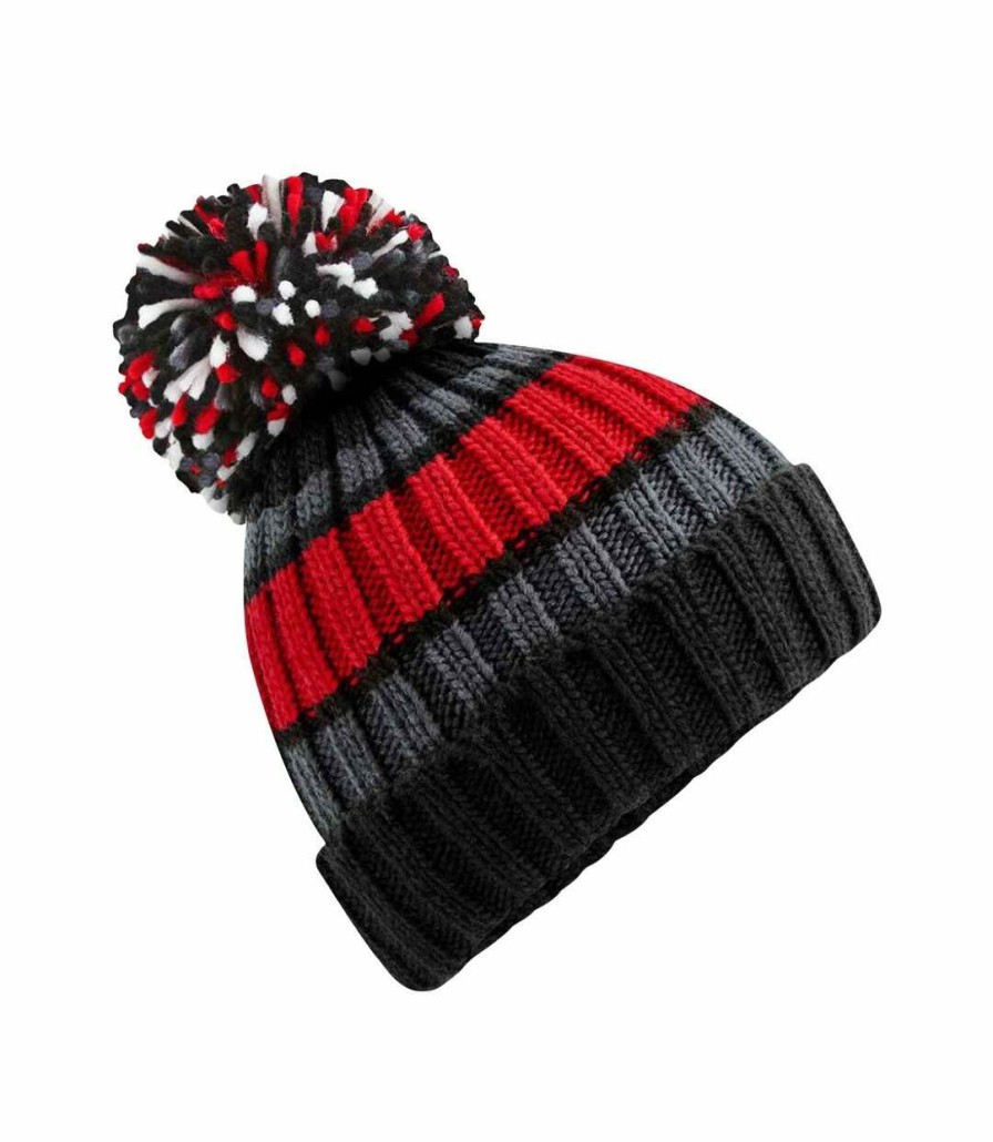 * Pertemba Cheap Beechfield Uni Adult Hygge Striped Beanie (Black Cherry) Utpc4694 Hot