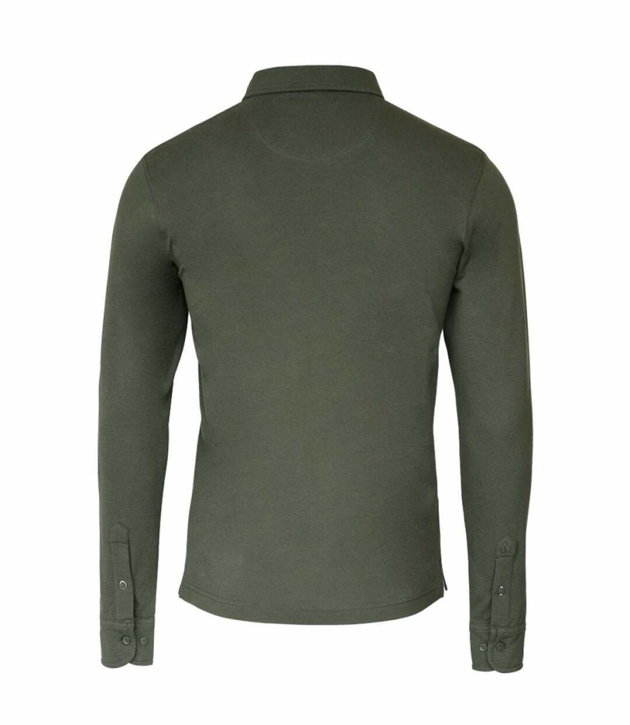 * Pertemba Cheap Nimbus Mens Carlington Deluxe Long Sleeve Polo Shirt (Olive) Utrw5653 New