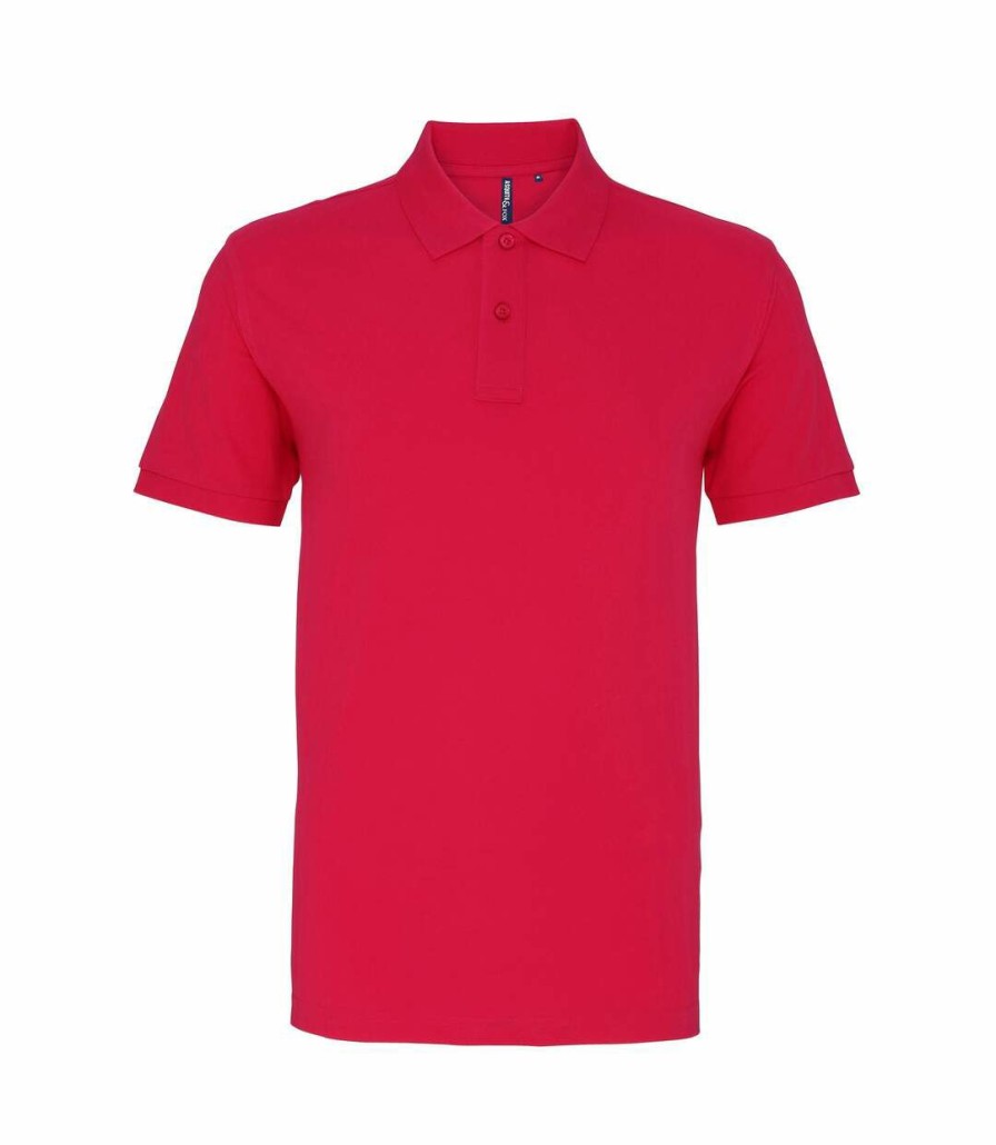 * Pertemba Best-Selling Asquith & Fox Mens Plain Short Sleeve Polo Shirt (Hot Pink) Utrw3471 New