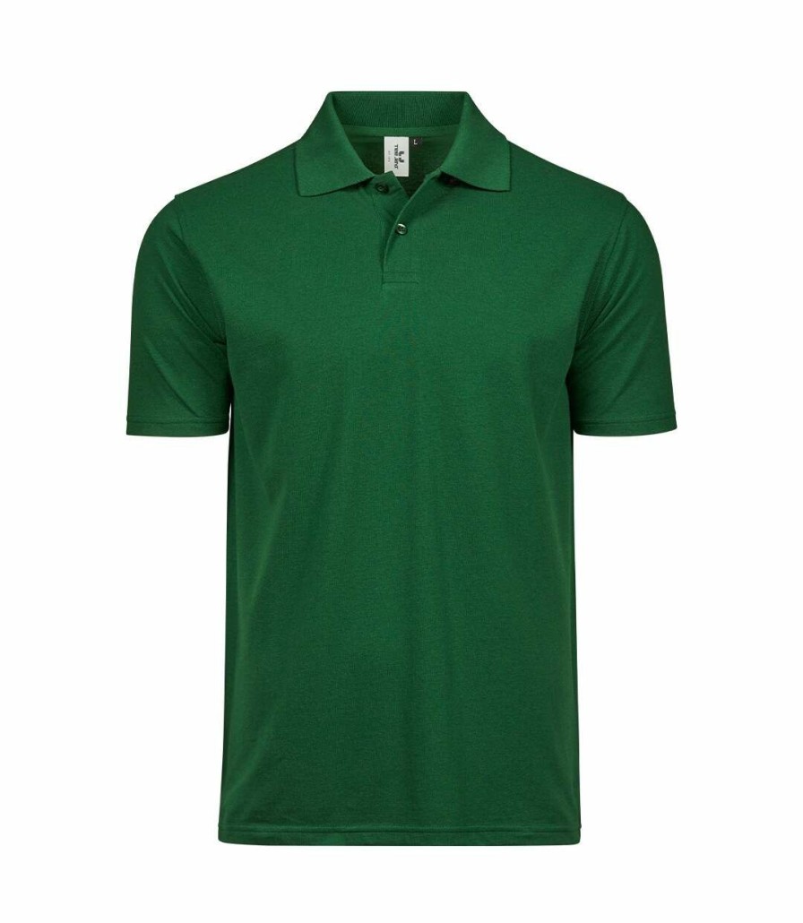 * Pertemba Opening Sales Tee Jays Mens Power Pique Organic Polo Shirt (Forest Green) Utpc4728 New