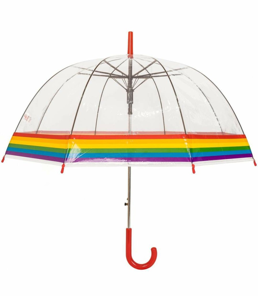 * Pertemba Sale Online X-Brella Rainbow Border Dome Umbrella (Clear/Red) (One Size) Utut1026 Online