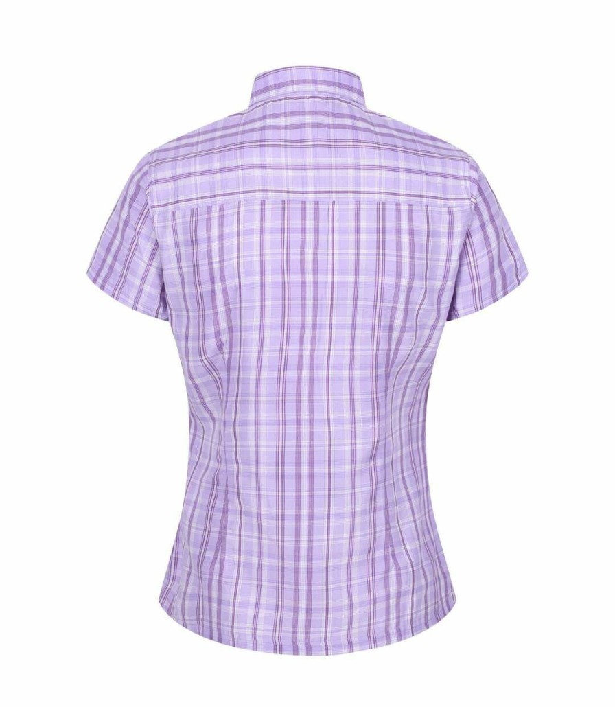 * Pertemba Cheap Regatta Womens/Ladies Mindano Vi Checked Short-Sleeved Shirt (Pastel Lilac) Utrg6797 Wholesale