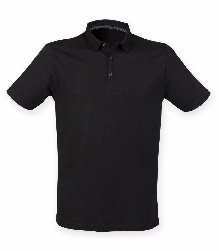 * Pertemba Online Skinnifit Mens Fashion Short Sleeve Polo Shirt (Black) Utrw4744 New