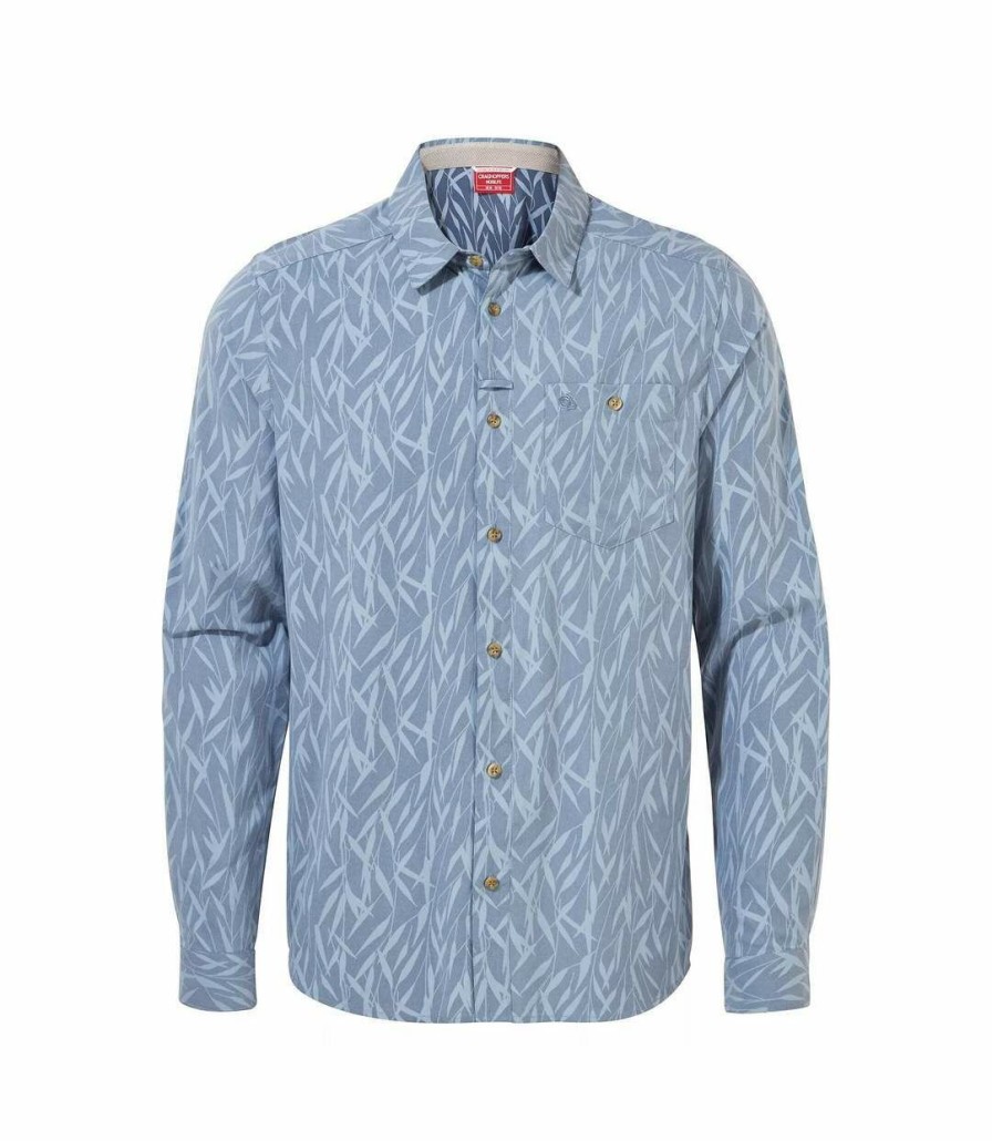 * Pertemba Hot Selling Craghoppers Mens Pinyon Long-Sleeved Shirt (Salton Blue) Utcg1850 Wholesale