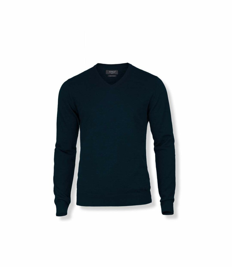 * Pertemba Closeout Sale Nimbus Mens Ashbury Knitted V Neck Sweater (Navy) Utrw6358 Best