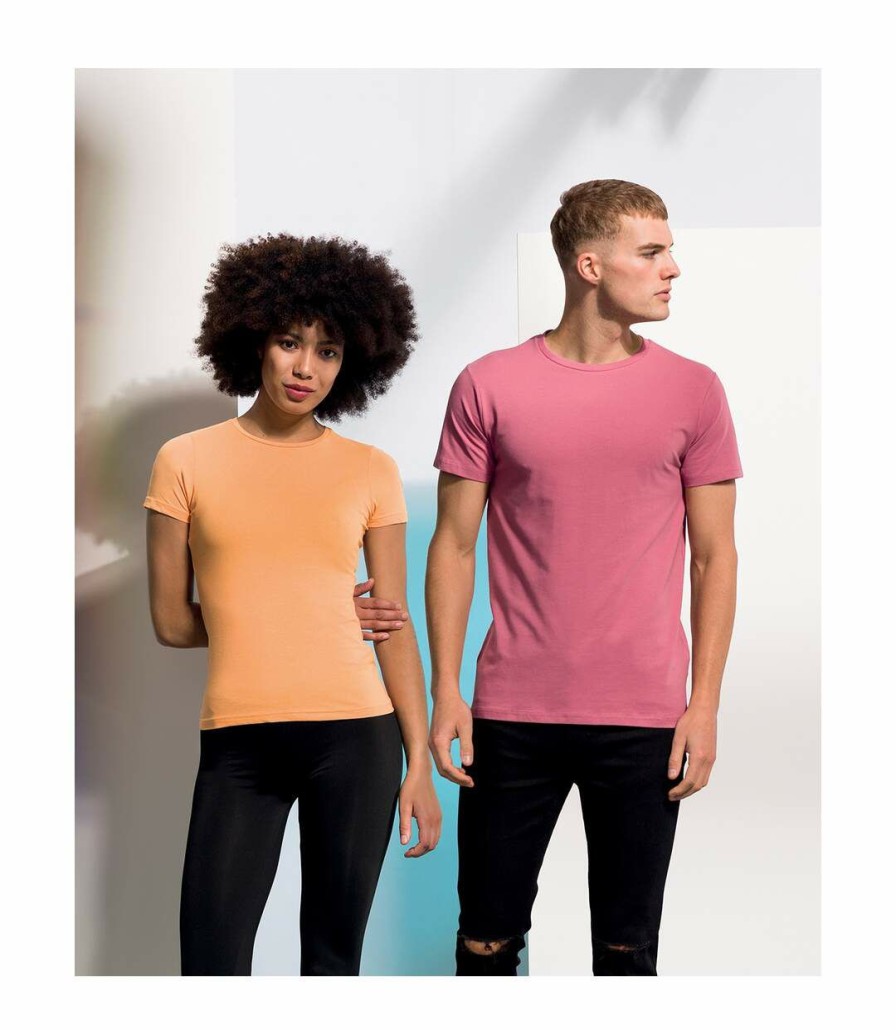 * Pertemba Popular Skinni Fit Womens/Ladies Feel Good Stretch Short Sleeve T-Shirt (Coral) Utrw4422 Best