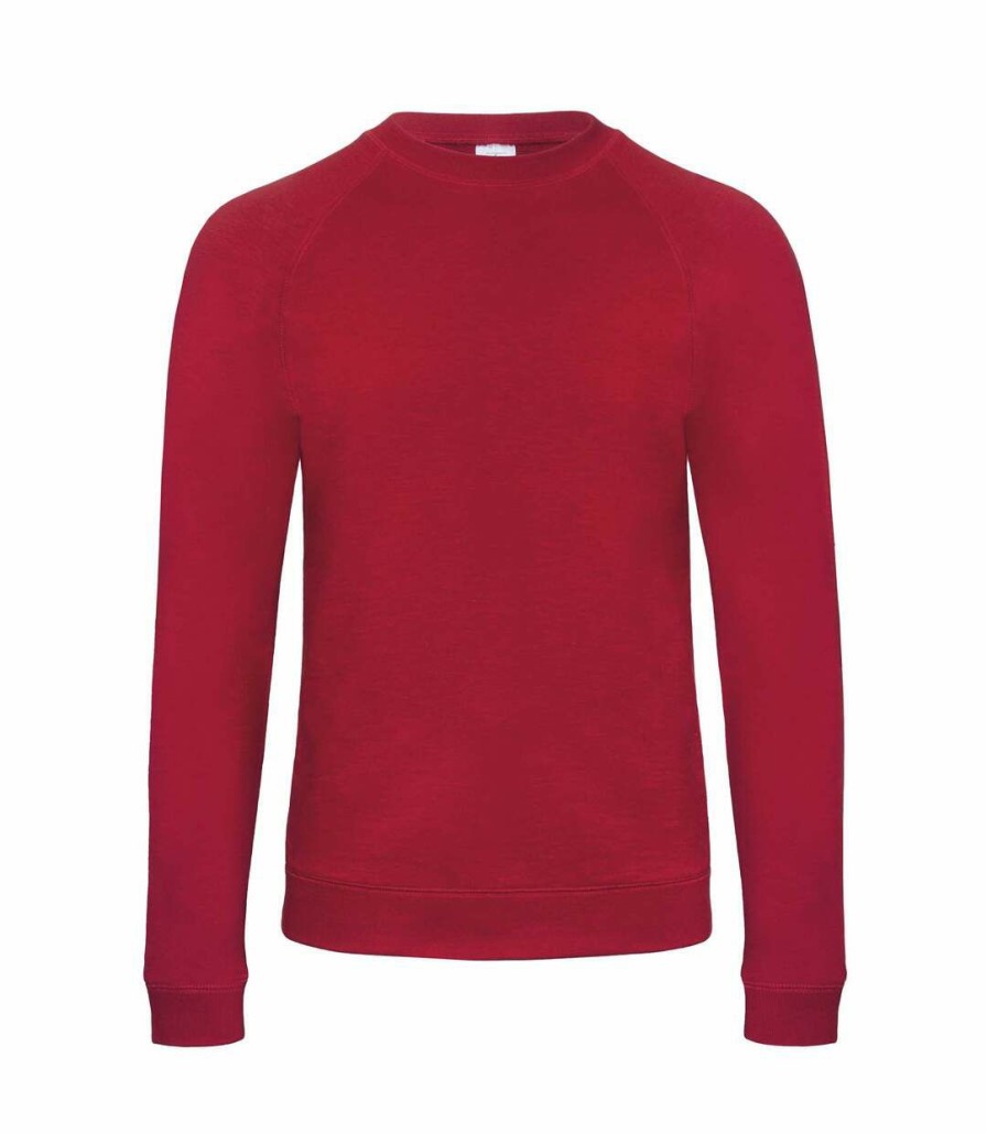 * Pertemba Best-Selling B&C Denim Mens Starlight Raglan Slub Sweatshirt (Chic Red) Utrw3056 New