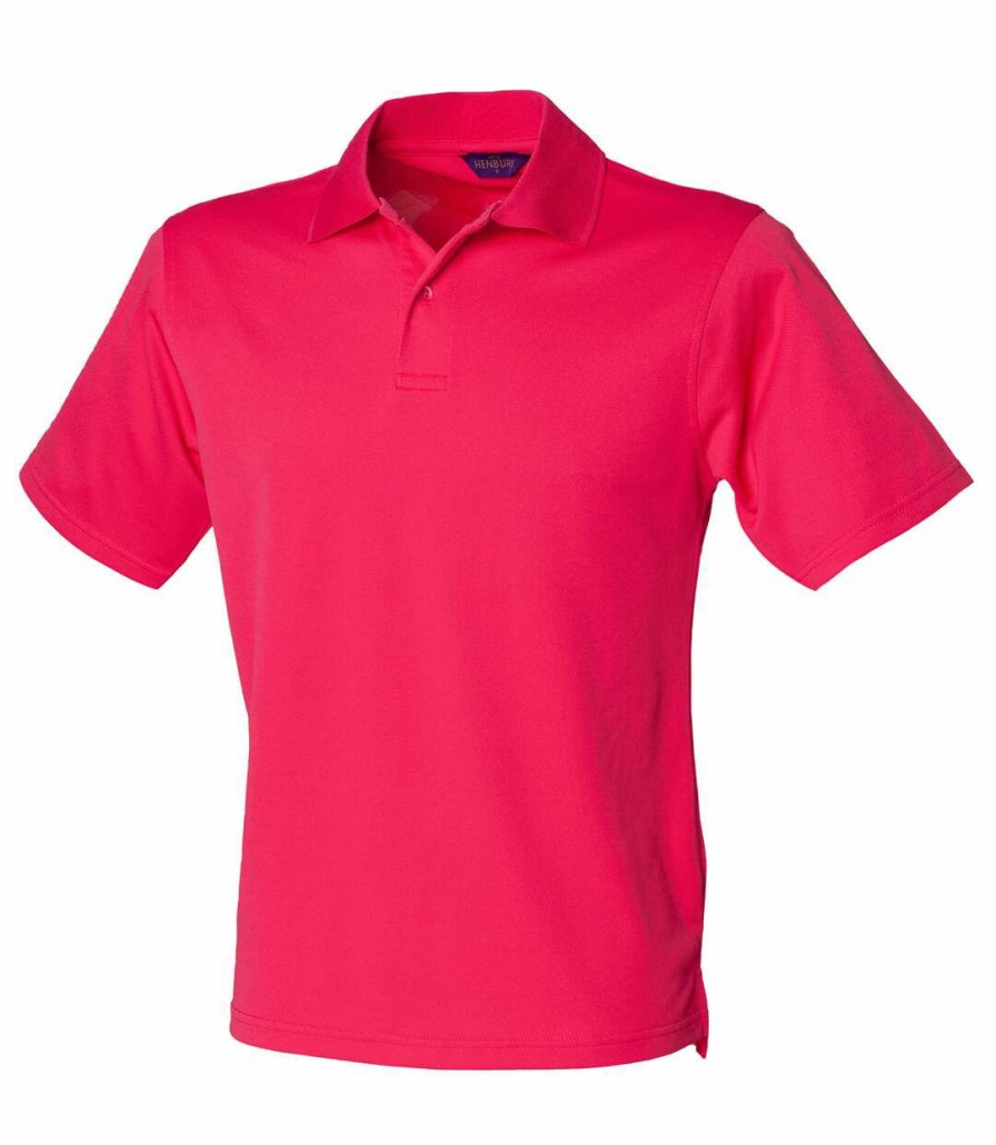 * Pertemba Sale Online Henbury Mens Coolplus Pique Polo Shirt (Bright Pink) Utrw635 Wholesale