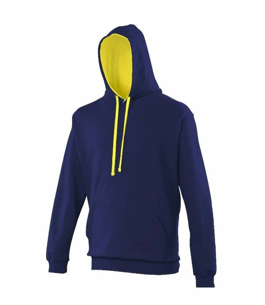 * Pertemba Crazy Deals Awdis Varsity Hooded Sweatshirt / Hoodie (Oxford Navy/Sun Yellow) Utrw165 Wholesale