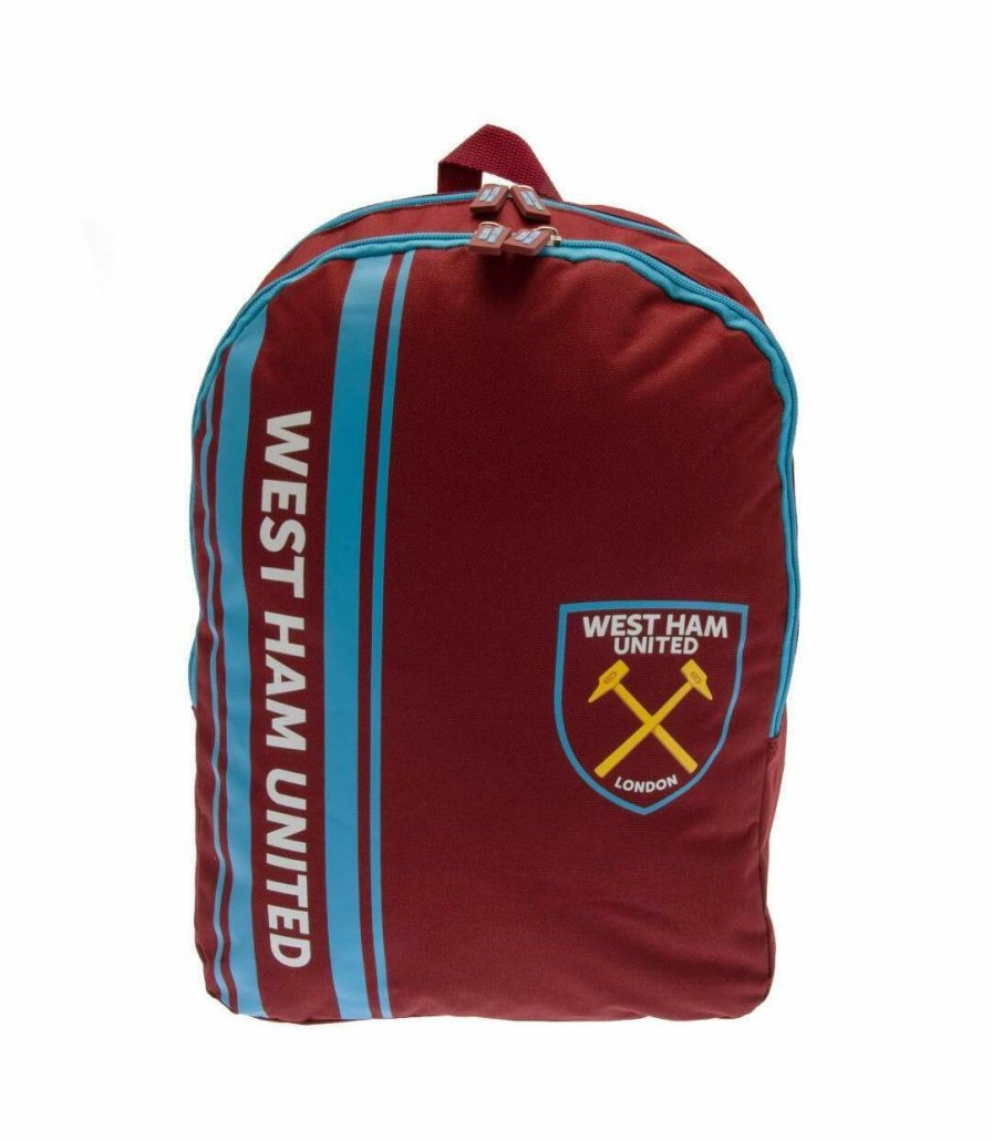 * Pertemba Clearance West Ham United Fc Stripe Knapsack (Claret Red/Blue) (One Size) Utbs2856 Wholesale