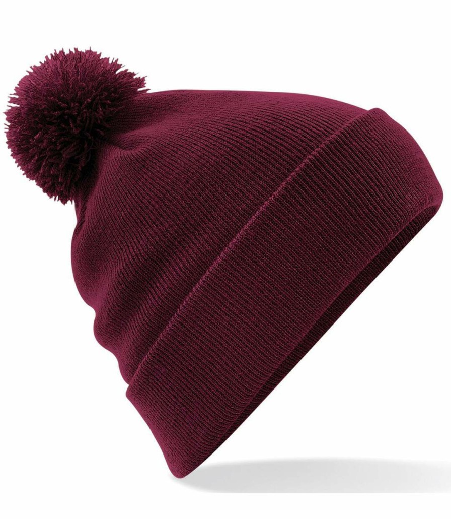 * Pertemba Crazy Deals Beechfield Uni Original Pom Pom Winter Beanie Hat (Burgundy) Utrw3666 Hot