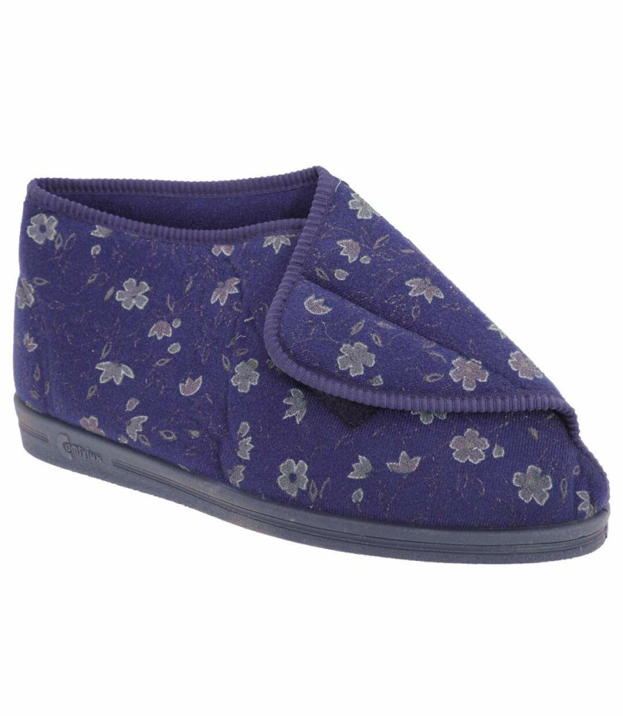 * Pertemba Best-Selling Comfylux Womens/Ladies Andrea Floral Bootee Slippers (Blue) Utdf505 New