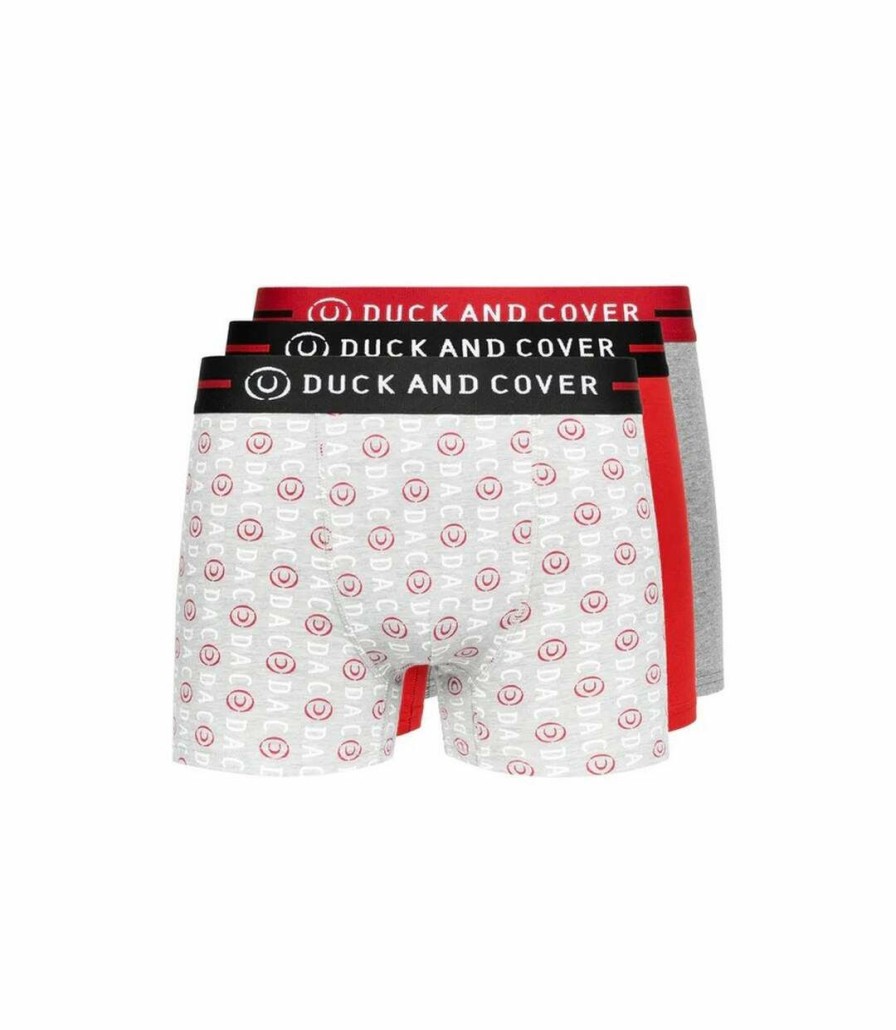 * Pertemba Lower Prices Duck And Cover Mens Stamper Boxer Shorts (Pack Of 3) (Red) Utbg640 Hot