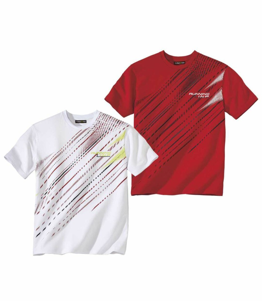 * Atlas For Men Sale Online Pack Of 2 Men'S Sport T-Shirts Red White Best