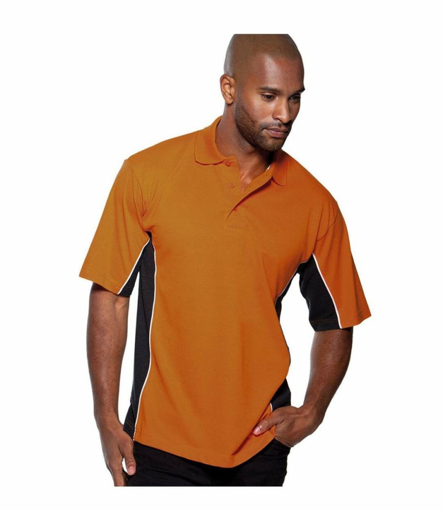 * Pertemba Original Gamegear Mens Track Pique Short Sleeve Polo Shirt Top (Orange/Graphite/White) Utbc412 Hot