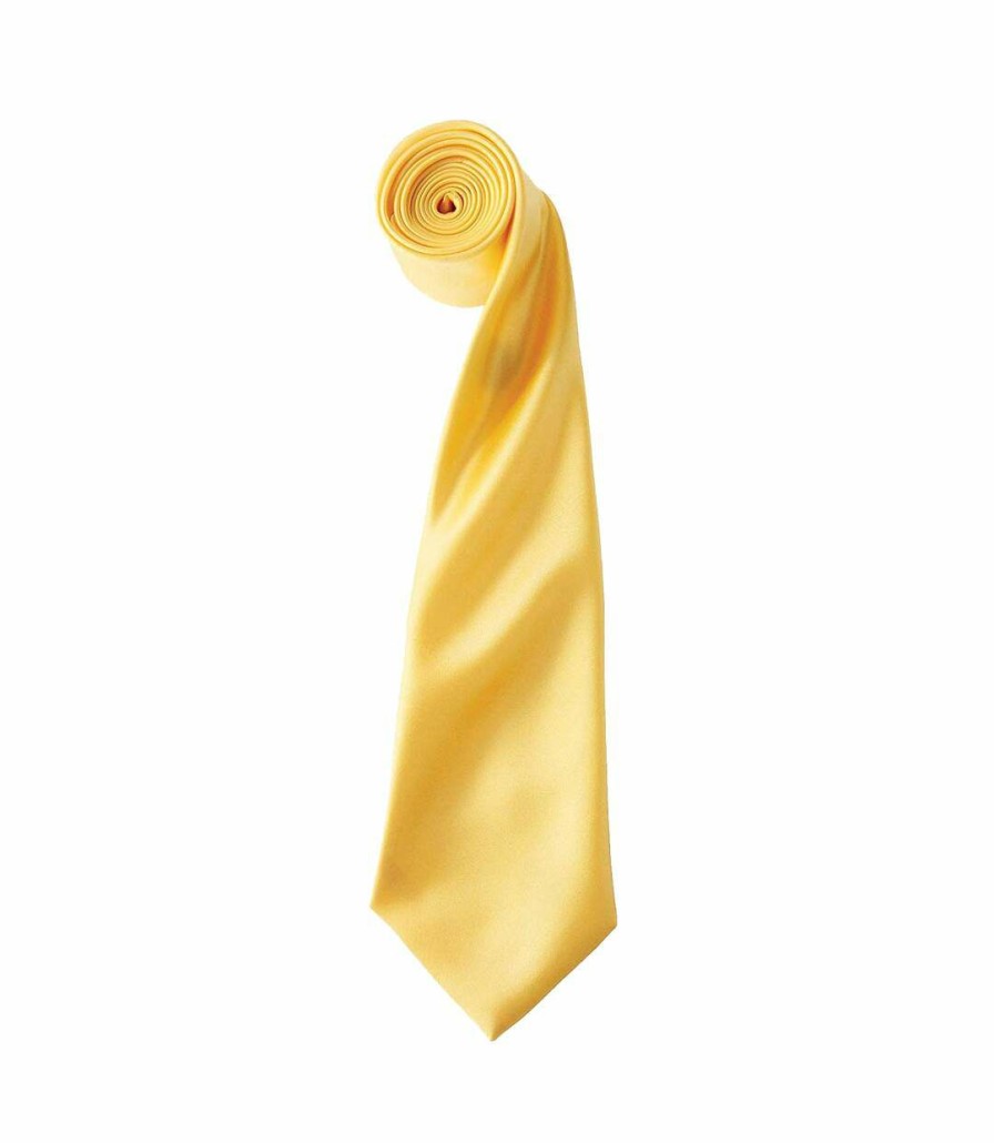 * Pertemba Top Selling Premier Mens Plain Satin Tie (Narrow Blade) (Pack Of 2) (Sunflower) (One Size) Utrw6934 Wholesale