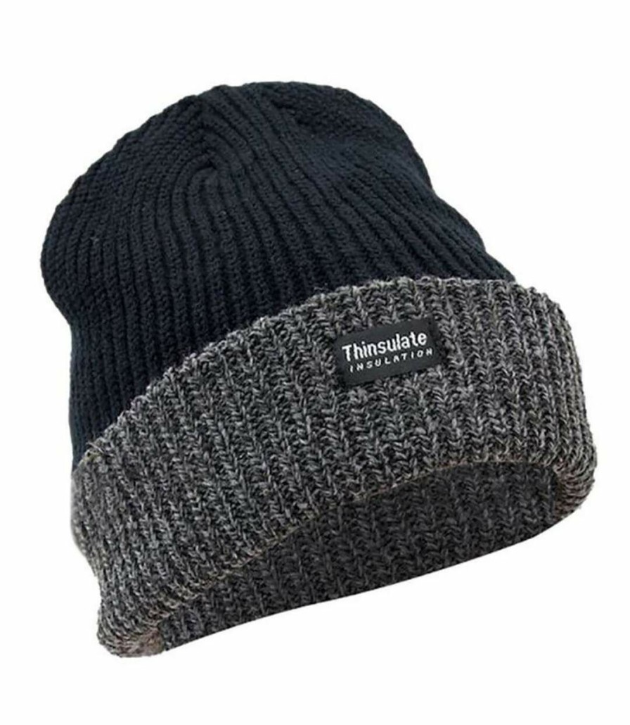 * Pertemba Cheap Floso Uni Mens/Womens Thinsulate Heavy Knit Winter/Ski Thermal Hat (3M 40G) (Black/Grey) Utha358 Clearance