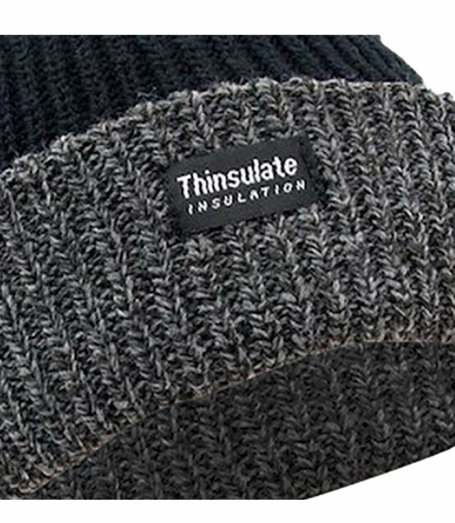 * Pertemba Cheap Floso Uni Mens/Womens Thinsulate Heavy Knit Winter/Ski Thermal Hat (3M 40G) (Black/Grey) Utha358 Clearance